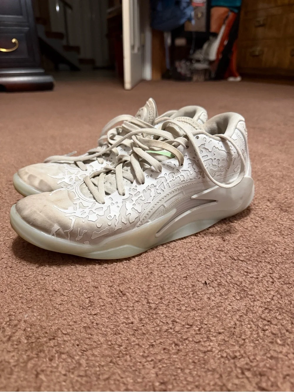 Jordan Women's Athletic Shoes Cream White with Subtle Pattern
